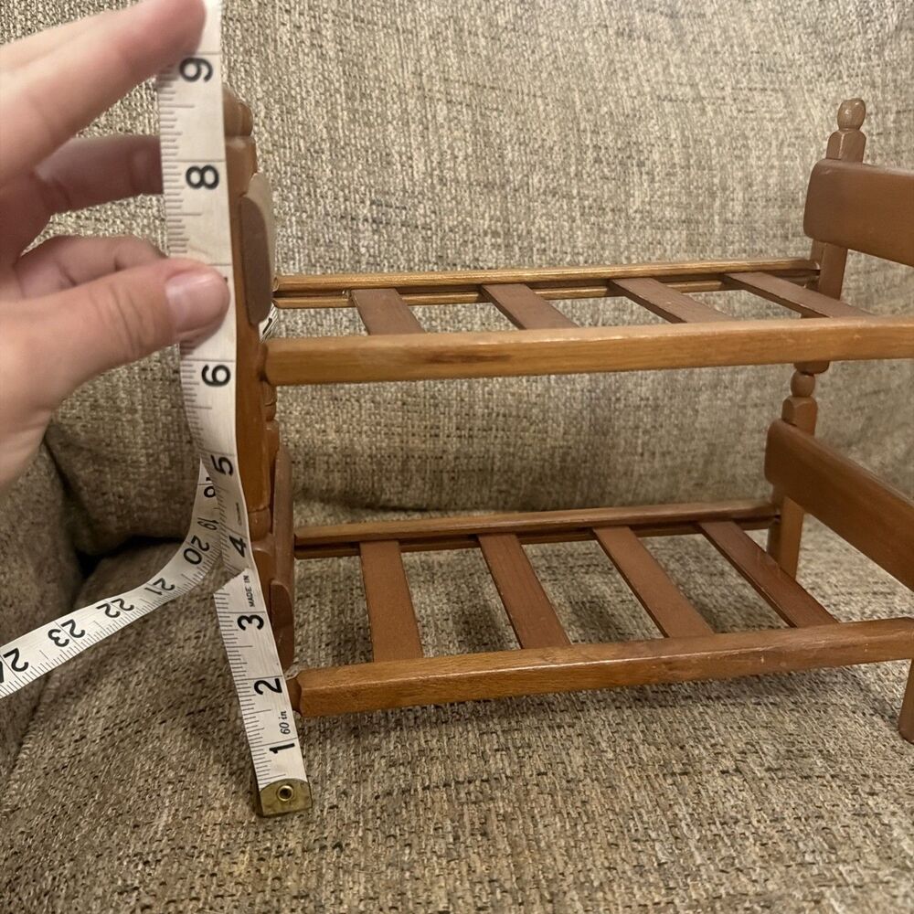 Strombecker dollhouse furniture bed lot 2 wooden vintage 1950s era Bunk bed - Picture 6 of 7